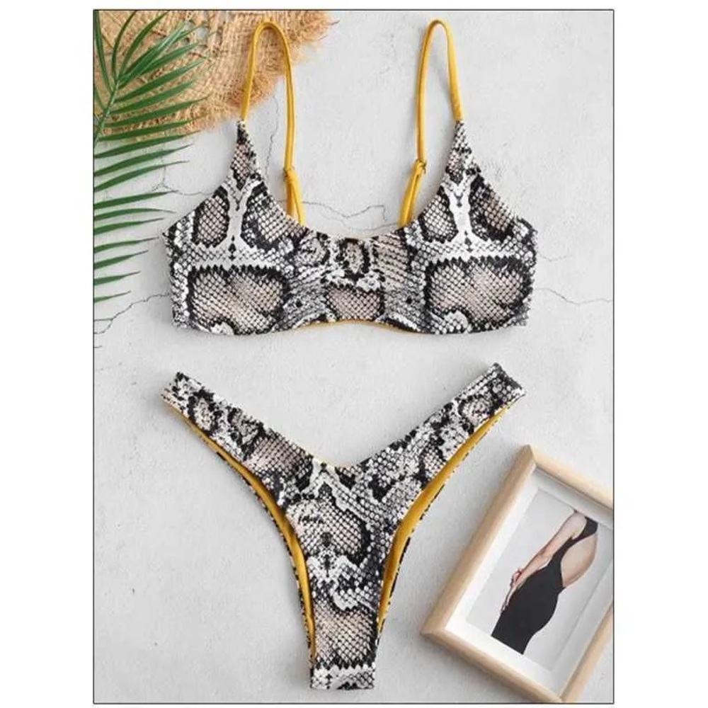 💜 2/$25 ZAFUL Size 8 Has Never Been Worn Faux Snake Skin Print 2 Piece Swimsuit - Picture 6 of 6